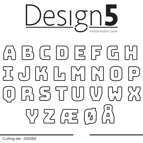 Design 5 dies Lille alfabet A: 1,3x1,5cm
